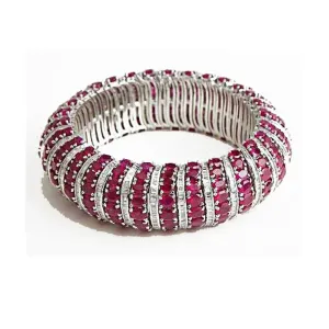 Simulated Diamond and Ruby Gemstone Bracelet