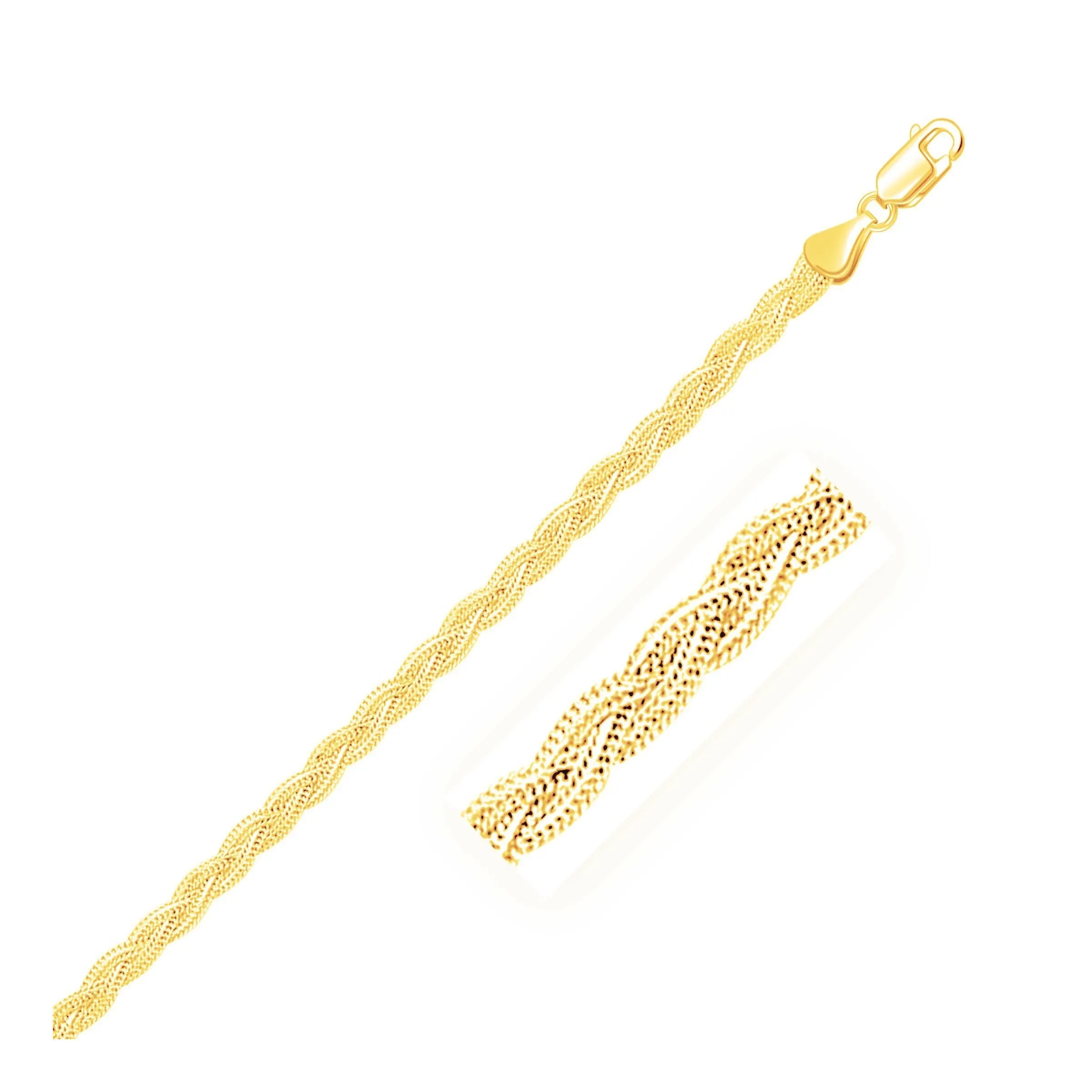 Size: 10'' - 3.5mm 14k Yellow Braided Foxtail Anklet