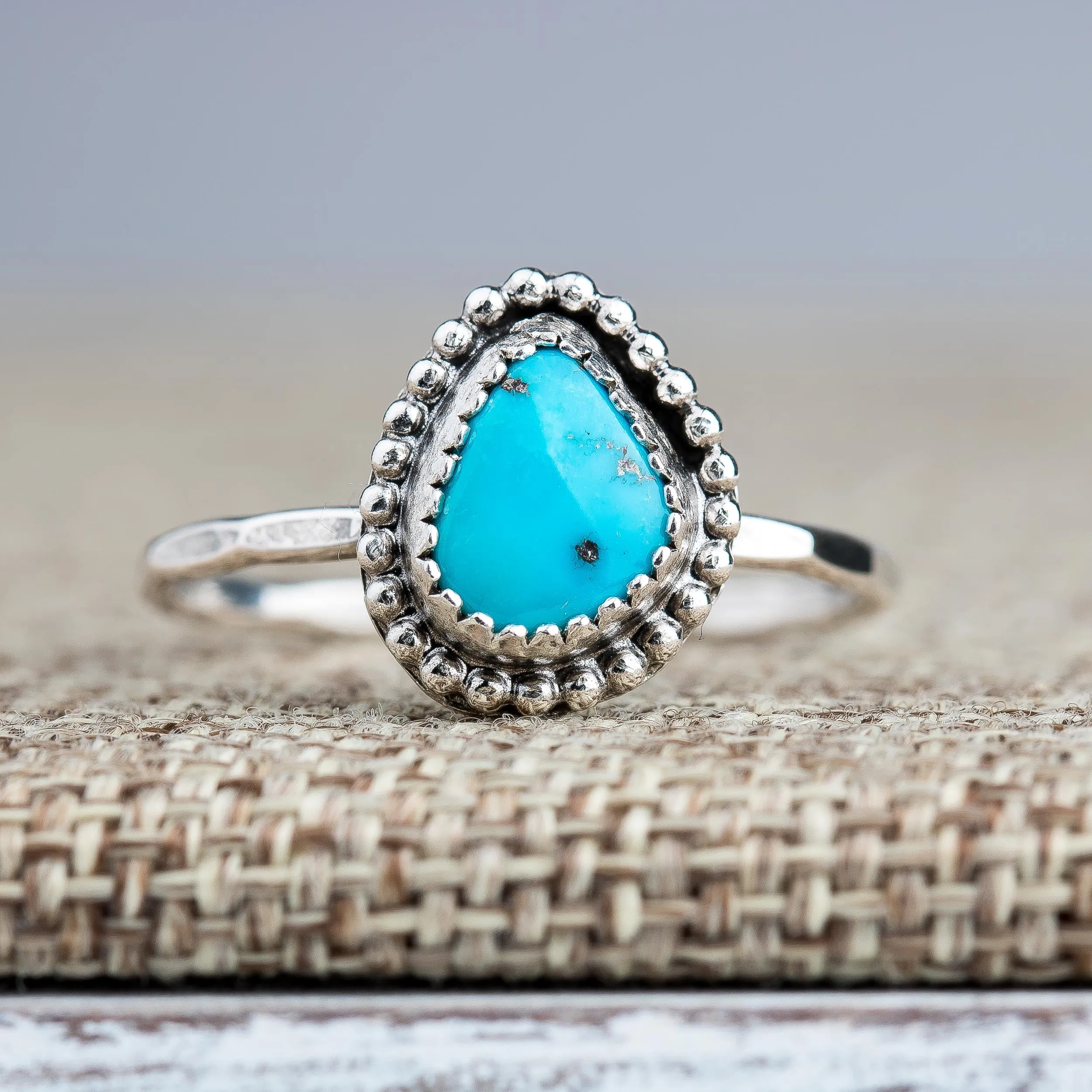 Size 8.25 Aqua Blue Morenci Turquoise Gemstone Ring