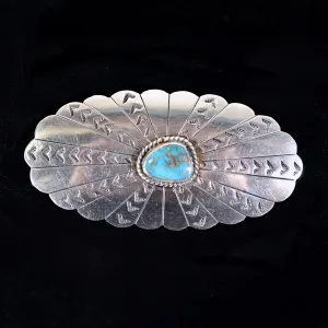 SOLD Vintage Concho Style Native American Silver Turquoise Brooch