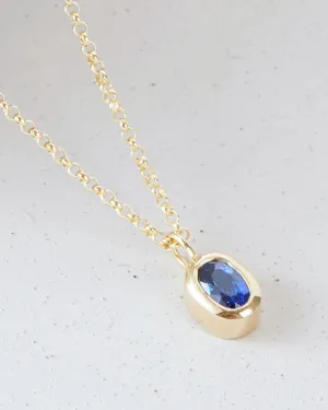 Solid Gold Heirloom Oval Sapphire Necklace