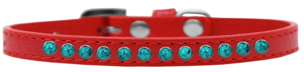 Southwest Turquoise Pearl Size 8 Red Puppy Collar