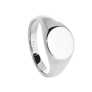 Stainless Steel Round Signet Ring  - Size 9