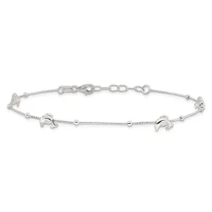 Sterling Silver Dolphin 9" Anklet With 1in Ext.