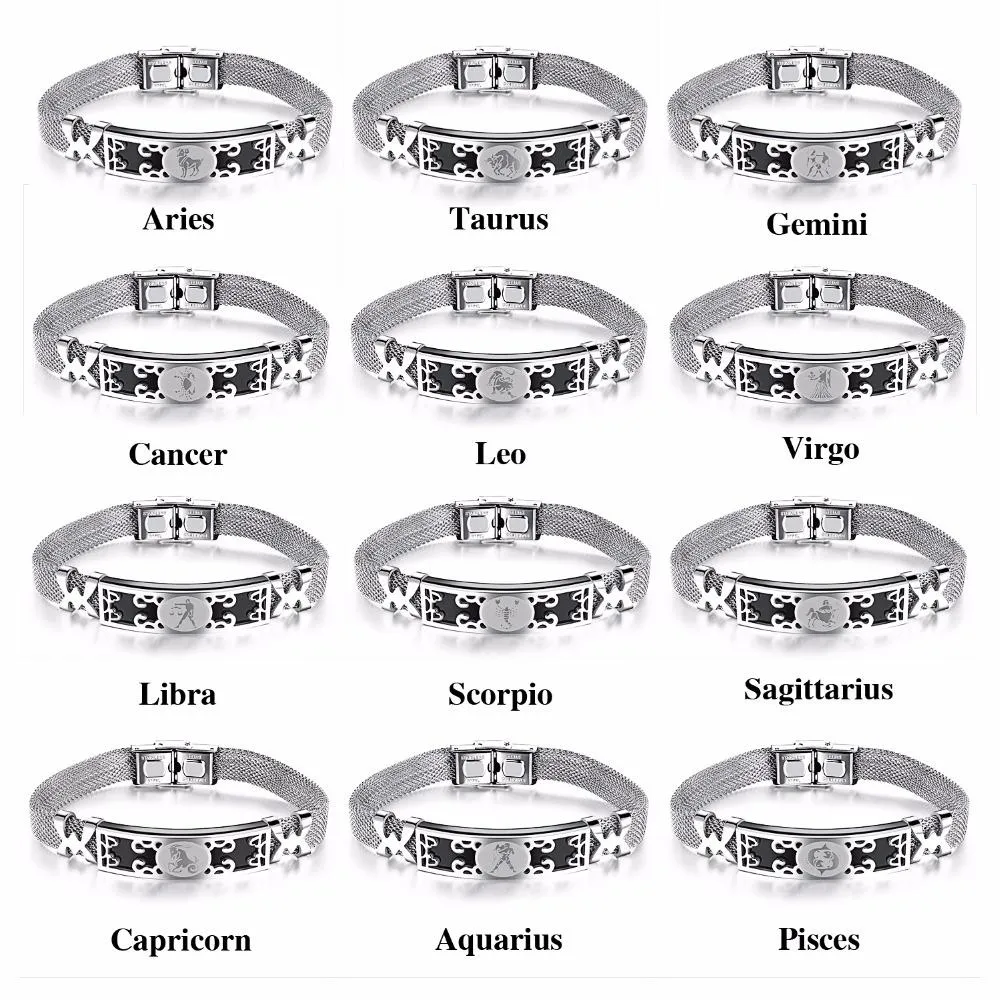 Surgical Stainless Steel Zodiac Constellation Bracelet