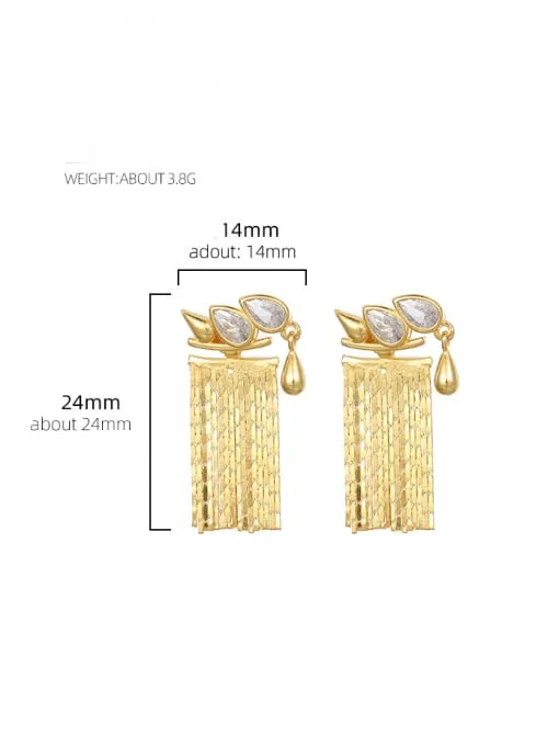 Tassel Earrings Sterling Silver 18K Gold Plated Statement Ear Jacket Dangle Fringe Boho Elegant Earrings - KESLEY