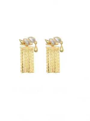 Tassel Earrings Sterling Silver 18K Gold Plated Statement Ear Jacket Dangle Fringe Boho Elegant Earrings - KESLEY