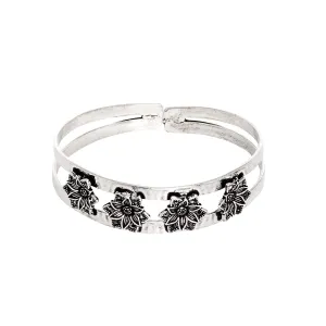 TEEJH Mandira Silver Oxidised Bracelet Cuff