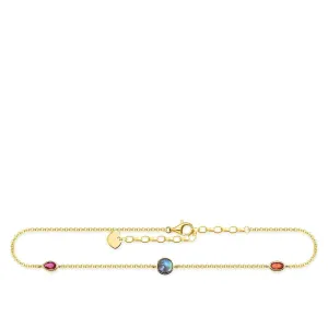 Thomas Sabo Anklet Colourful Stones, Gold