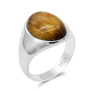 Tiger Eye  925 Sterling Silver Signet Ring