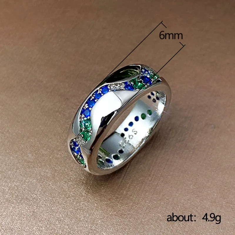 Trendy Jewelry Geometric Colorful Round Cut CZ Wedding Band Ring for Women