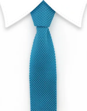 Turquoise Skinny Knit Tie