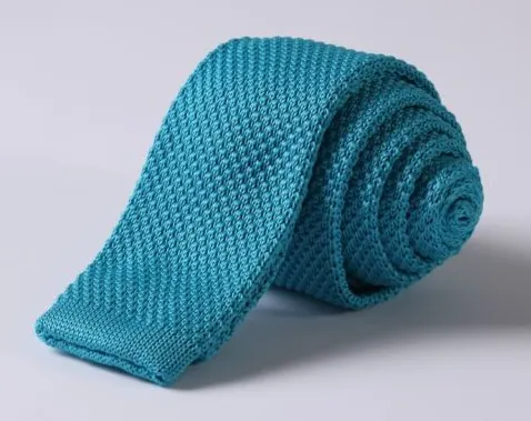 Turquoise Skinny Knit Tie