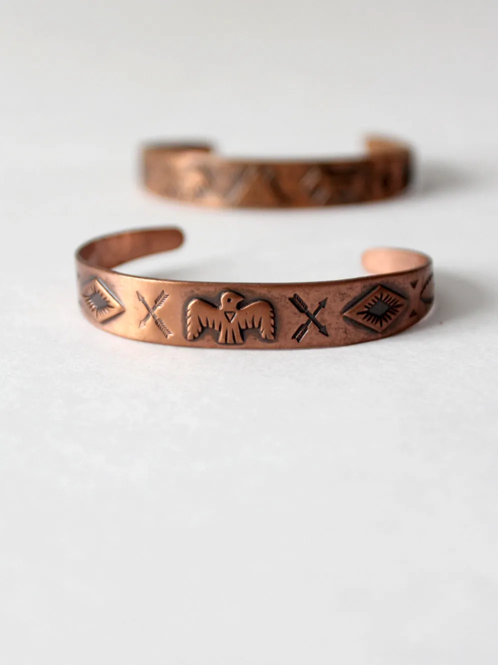 vintage southwestern copper cuff pair