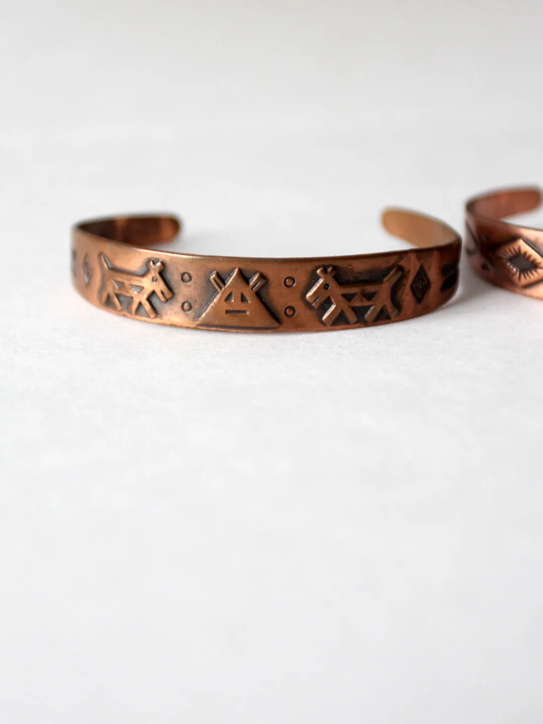 vintage southwestern copper cuff pair