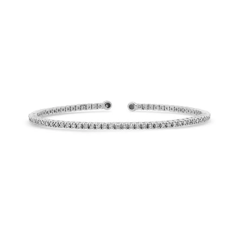 White Gold 4-Prong Diamond Tennis Cuff