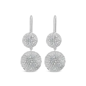 White Sapphire Double Ball Earrings