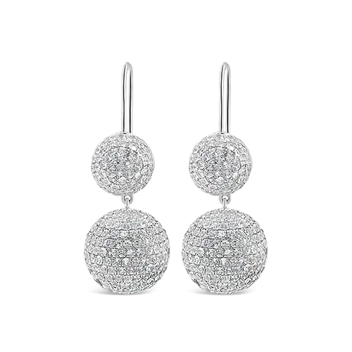 White Sapphire Double Ball Earrings