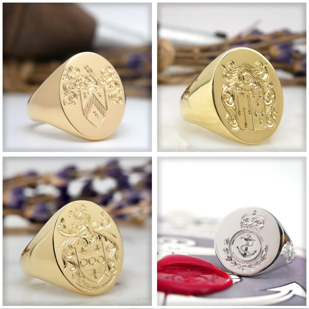 Women's Oval Signet Ring - Extra Large - Hand Engraved Family Crest / Logo