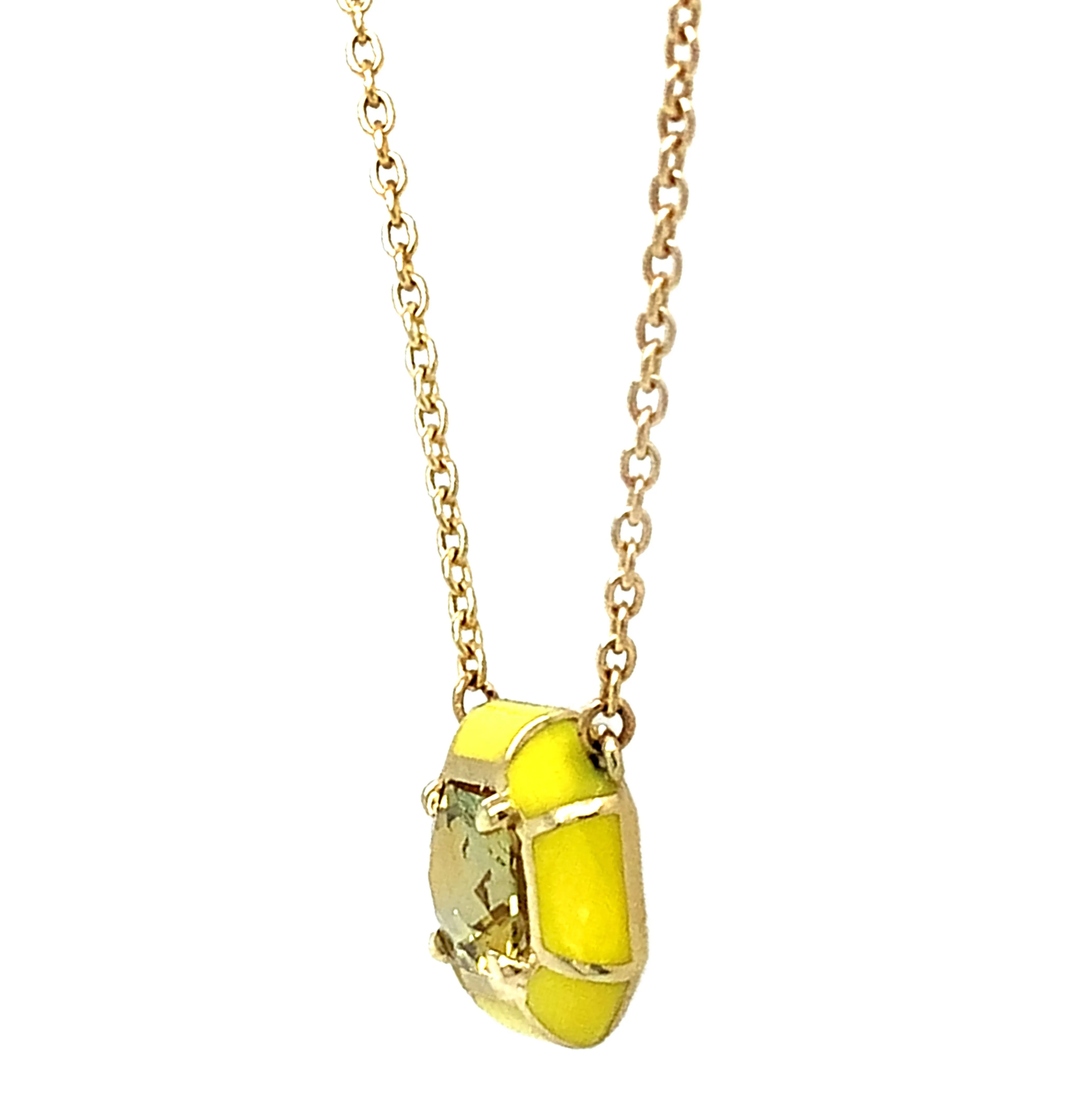 Yellow Montana Sapphire & Enamel Necklace - "Rock Candy Limoncello"