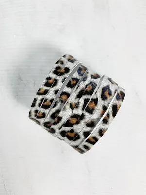 Zoe Leather Cuff Bracelet White Leopard Print